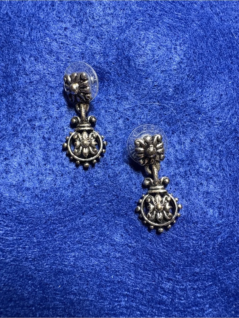 Antique-Style Silver & Black Drop Earrings - Women's Jewelry